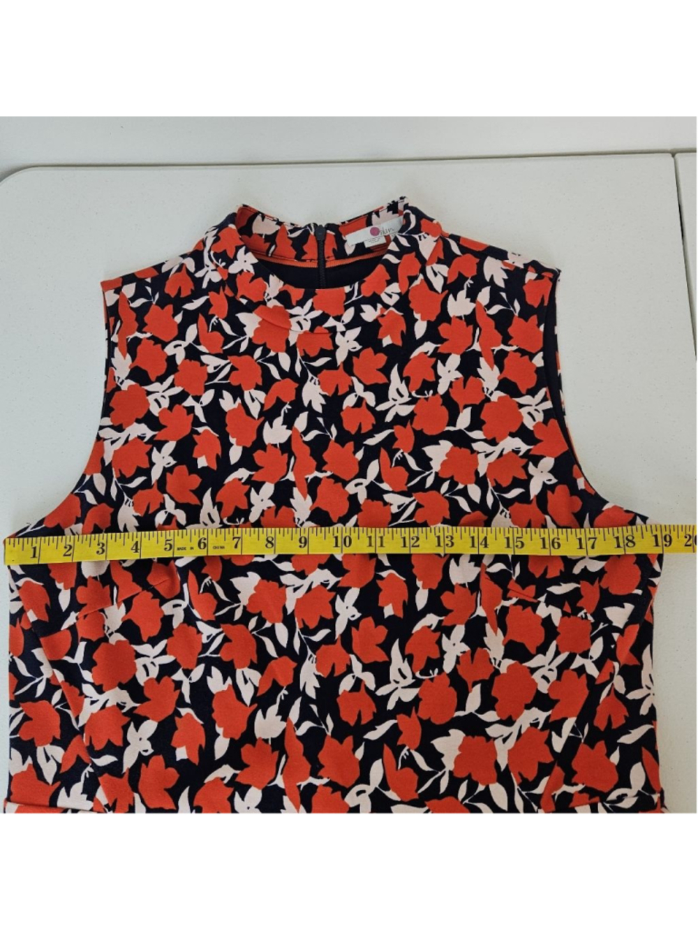 Boden Miriam Ponte Midi Dress Size 12 Red Navy Floral Sleeveless Pockets Preppy - Picture 11 of 12